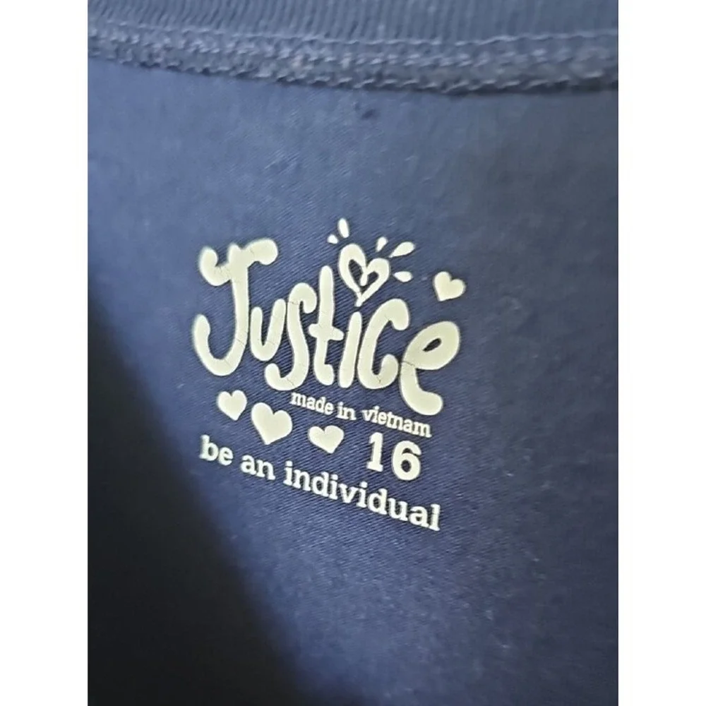 Justice Girls Minecraft Graphic T Shirt Navy Blue Pixel Art Steak Size 16 Gamer